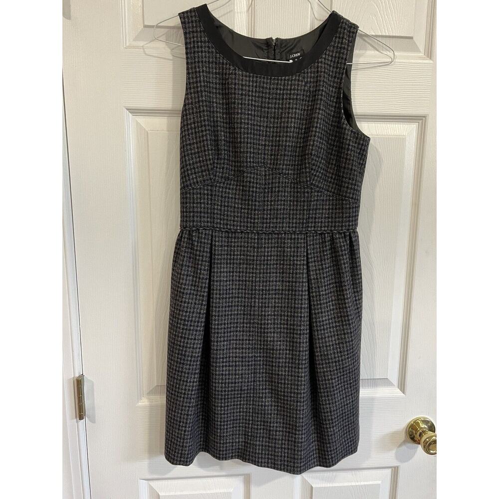 J Crew Women’s Grey Check Pinafore Dress Pure Wool Size 6 Great Condition